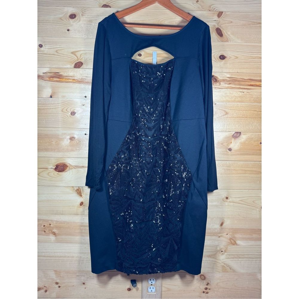 Lane Bryant Black Sequin Bling Cocktail Dress Knee Length Sleeveless Size 18 New